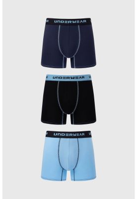 Bóxer Hombre Tripack Largo Azul