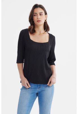 Imagen 1 del producto Polera Mujer Manga Al Codo Texturizada Negro