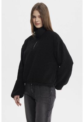 Imagen 2 del producto Polar Mujer Corderito Medio Cierre Negro