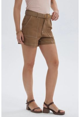 Imagen 2 del producto Short Mujer Con Cinturón Café Claro