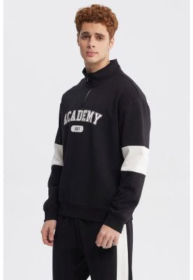 Imagen 2 del producto Polerón Hombre Oversize Half Zipper Negro