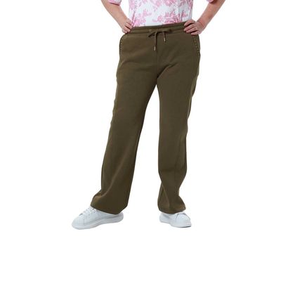 Pantalón Buzo Mujer Detalle Strass Bolsillo Verde Militar