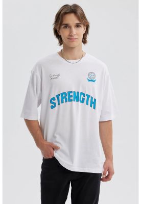 Polera Hombre Estampado Blanco V