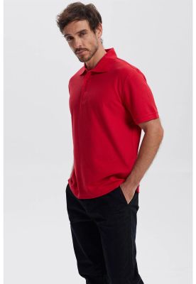 Imagen 2 del producto Polera Hombre Piqué Básica Lisa Rojo