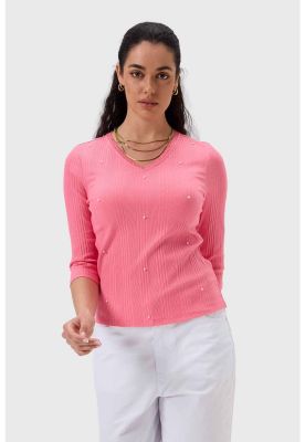 Imagen 2 del producto Polera Mujer Rib Terminación Rosado