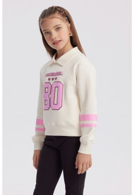 Imagen 2 del producto Polerón Niña Slim Cuello Camisero Crudo