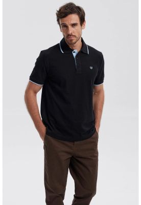 Polera Hombre Piqué Básica Lisa Negro - lV