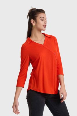 Imagen 2 del producto Polera Mujer Con Botones En Diagonal Naranjo