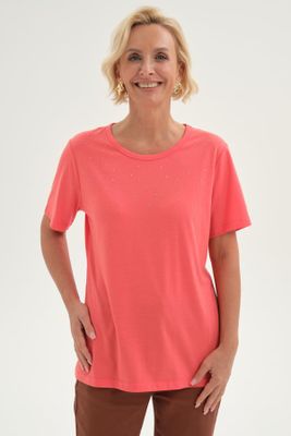 Polera Mujer Con Tachas Coral