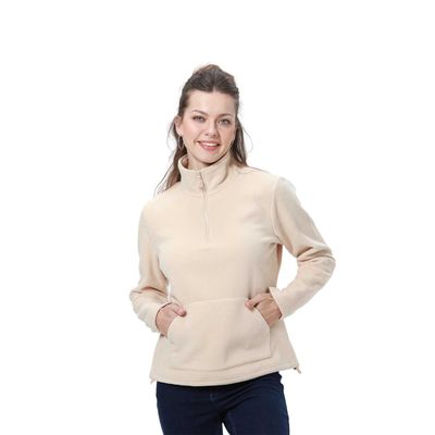 Polar Mujer Medio Cierre Estampado Beige