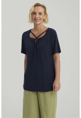 Imagen 2 del producto Polera Mujer Detalle Cuello Azul Oscuro