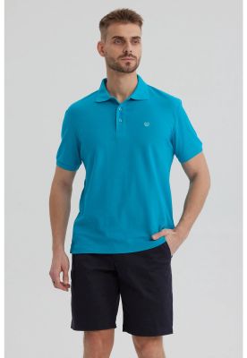 Polera Hombre Pique Básica Lisa Turquesa IV