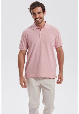 Polera Hombre Piqué Básica Lisa Palo Rosa