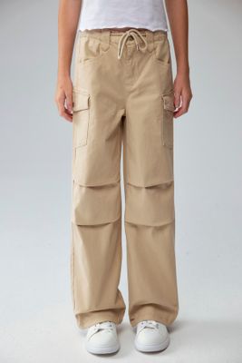 Pantalón Niña Parachute Con Bolsillo Beige