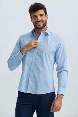 Imagen 2 del producto Camisa Hombre Cuello Italiano Celeste