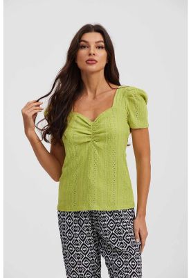 Polera Mujer Escote Corazón Verde - ll