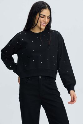 Polerón Mujer Strass Negro