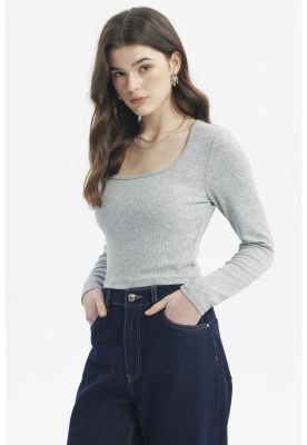 Imagen 2 del producto Polera Mujer Rib Gris Melange