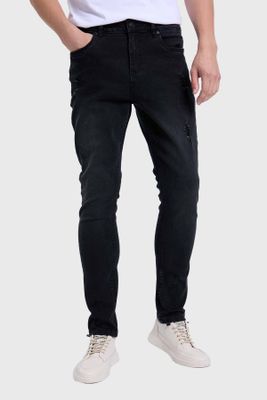 Jeans Hombre Skinny Rotura Negro