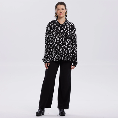 Blusa Mujer Abotonada Rapport Negro / Blanco