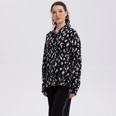 Imagen 2 del producto Blusa Mujer Abotonada Rapport Negro / Blanco