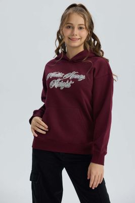 Polerón Niña Print Burdeo