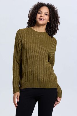 Imagen 2 del producto Sweater Mujer Trenzado Verde Militar