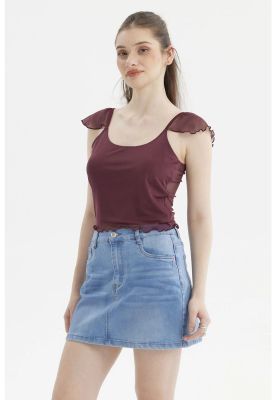 Imagen 2 del producto Polera Mujer Manga Vuelos Escote Cuadrado Burdeo