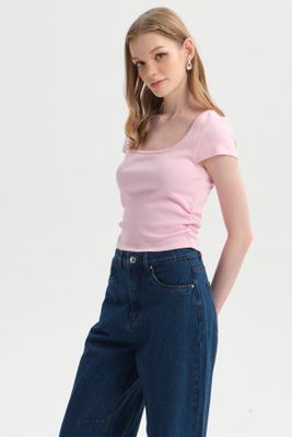 Imagen 2 del producto Polera Mujer Recogido Cropped Palo Rosa