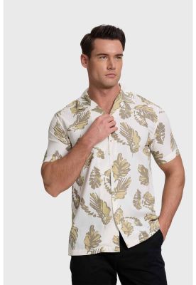 Imagen 2 del producto Camisa Hombre Print Hojas Blanco