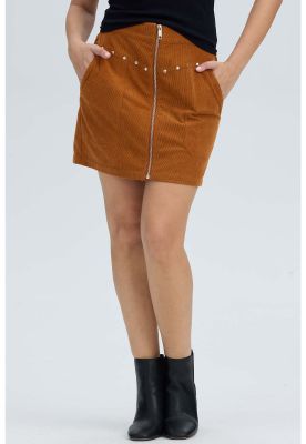 Imagen 2 del producto Falda Mujer Cotelé Cierre Delantero Camel Oscuro