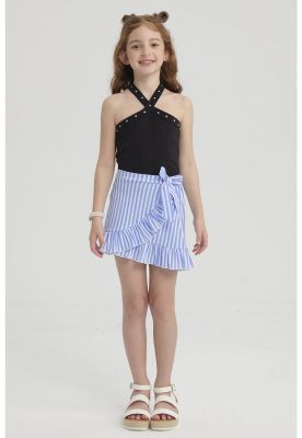 Peto Niña Cuello Cruzado Tachas Negro