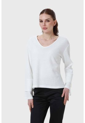 Imagen 2 del producto Sweater Mujer Manga Vuelo Blanco