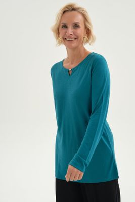 Imagen 2 del producto Polera Mujer Lisa Manga Roll Up Turquesa