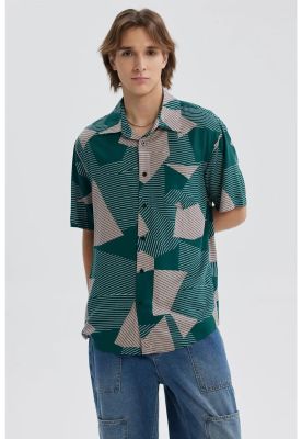 Camisa Hombre Full Print Verde