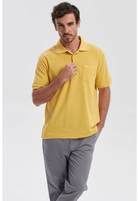 Polera Hombre Pique Básica Lisa Naranjo II