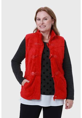 Imagen 2 del producto Polar Mujer Peludo Estilo Montgomery Rojo