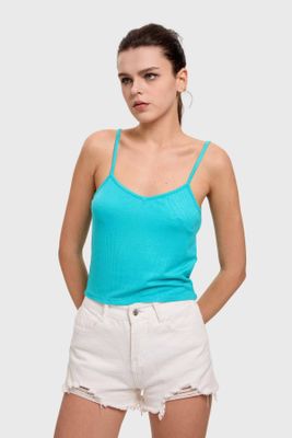 Imagen 2 del producto Polera Mujer Pabilo Crop Aqua