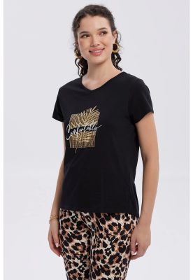 Imagen 2 del producto Polera Mujer Print Aplicación Folia Negro