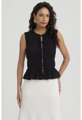 Blusa Mujer Lazos Delanteros Negro