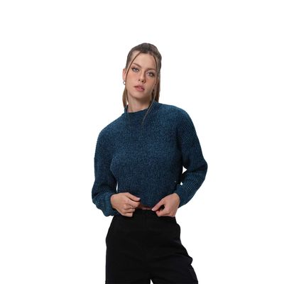 Sweater Mujer Chenille Verde Esmeralda Fashion's Park