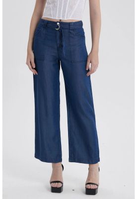 Jeans Mujer Calce Recto Ligero Azul Oscuro