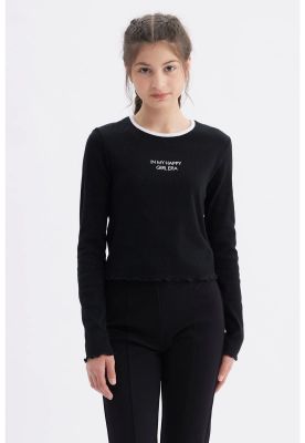 Imagen 1 del producto Polera Niña Rib Cuello Negro