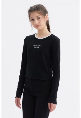 Imagen 2 del producto Polera Niña Rib Cuello Negro