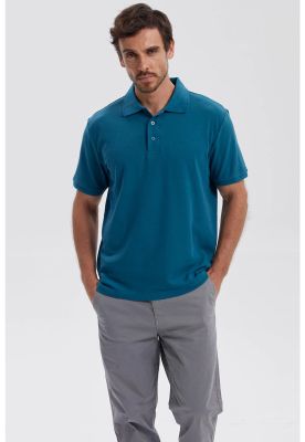 Polera Hombre Pique Básica Lisa Petróleo