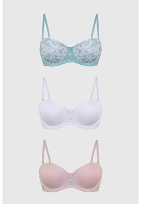 Sostén Mujer Tripack Liso Print Palo Rosa