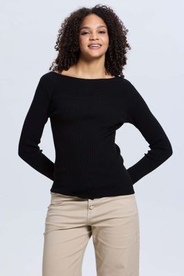 Sweater Mujer Liso Negro