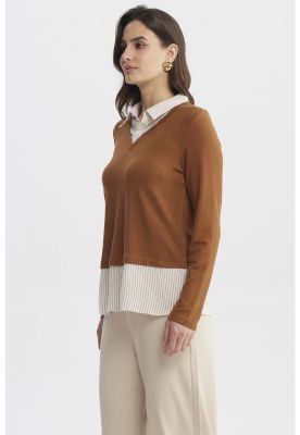 Imagen 2 del producto Sweater Mujer Blusa Falsa Y Faldon Camel Oscuro