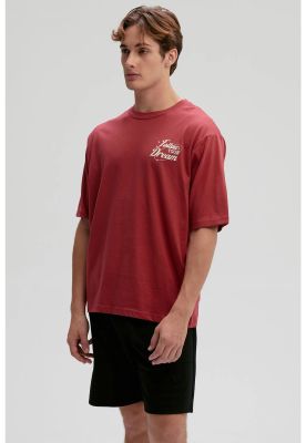 Polera Hombre Doble Print Rojo