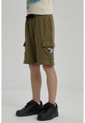 Imagen 2 del producto Bermuda Niño Franela Con Parche Verde Militar